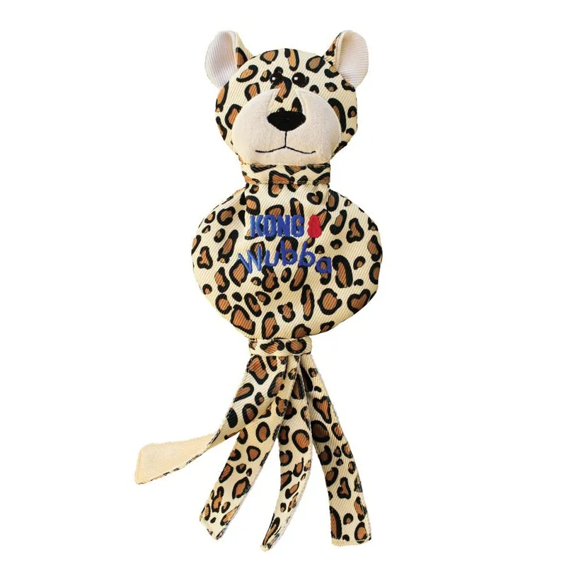 KONG Wubba WFZ11 Dog Toy, L, Chew Toy, No Stuff Cheetah, Reinforced Fabric, Tan