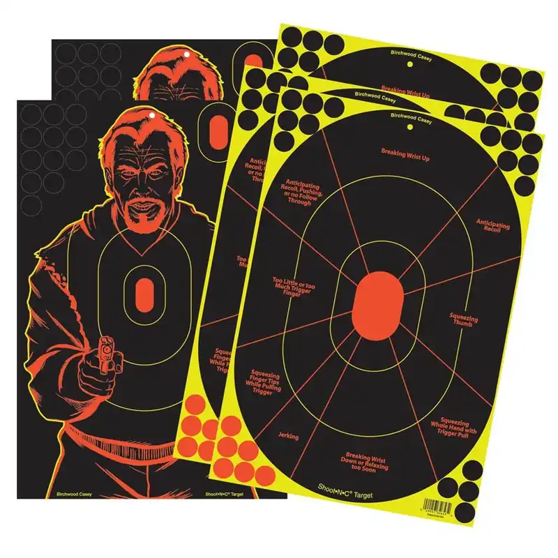 BIRCHWOOD CASEY SHOOT.N.C 34630 Shooting Target, Paper, Black/Red