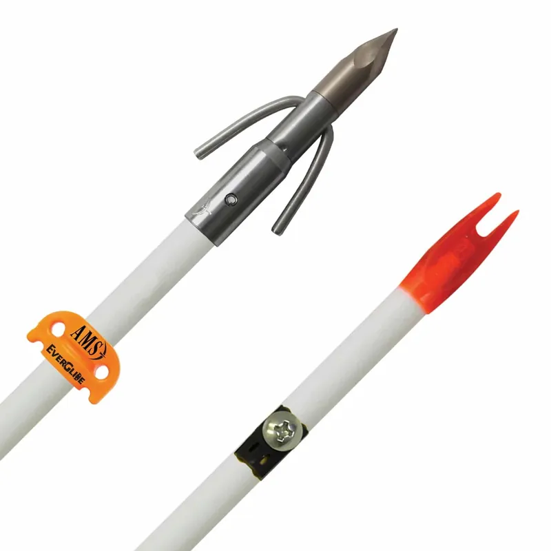 AMS Bowfishing Chaos QT A208-WHT Arrow, 5/16 in Dia, 32 in L, Fiberglass/Stainless Steel, White