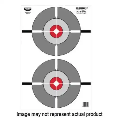 BIRCHWOOD CASEY Eze-Scorer BC-37207 Double Bull‘s-Eye Target, 10 Number of Targets, Paper, Gray/White