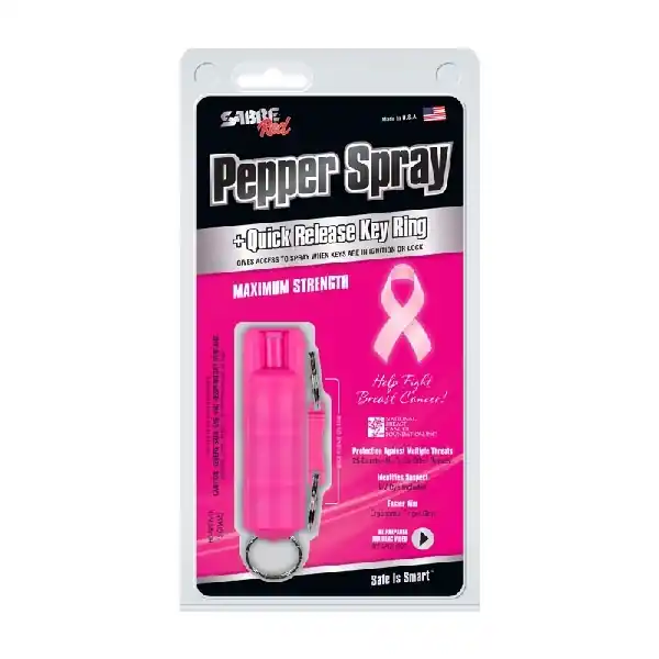 Sabre HC-14-PK-US Keychain Pepper Spray with Quick Release Key Ring, Pink, 0.54 oz