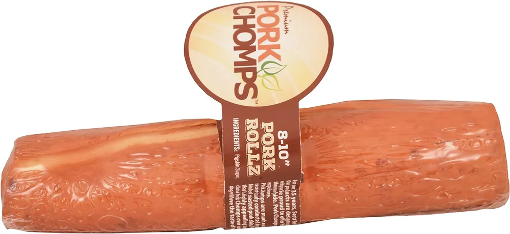 Pork Chomps Roasted Pork Skin Dog Chew, 8-inch Roll