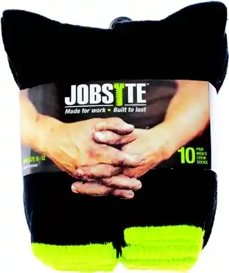 Job Site Men‘s 10PK Crew Socks - Black and Green