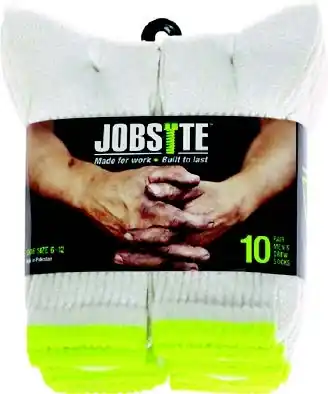 Job Site Men‘s 10PK Crew Socks - White and Green