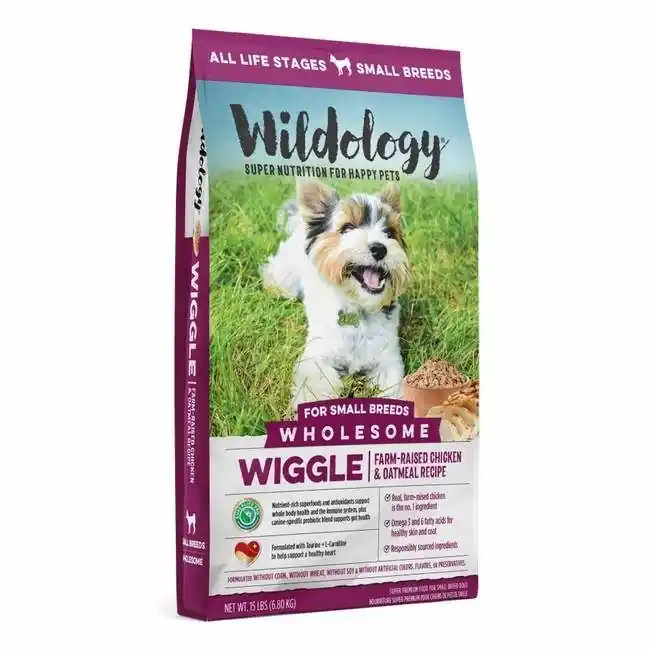 Wildology Wiggle Chicken and Oatmeal Recipe Dry Small Breed Dog Food - 15 lbs.