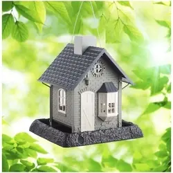 North States Village 9282 Hopper Bird Feeder, Bayside Cottage, 5 lb, Safflower Seed, Sunflower Seed, 4-Port/Perch