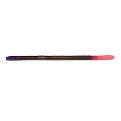 STOPPER LURES BS1PK-1RT Regular Fishing Lure, Rigged Worm, Bass, 3-Hook, Purple/Red Tail Lure