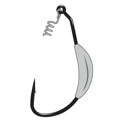 Gamakatsu 296413-1/8 Weighted Superline Spring Lock Worm Hook, HCS, Nickel Silver Black
