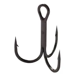 Gamakatsu 47407 Round Bend Treble Hook, Nickel Silver Black