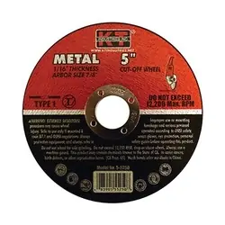 K-T INDUSTRIES 5-5250 Cut-Off Wheel, 5 in Dia, 1/16 in Thick, 7/8 in Arbor