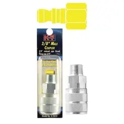 K-T INDUSTRIES TRU-FLATE Standard 6-5014 Coupler, 3/8 in, MNPT, Brass, Zinc