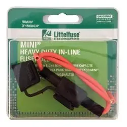 Littelfuse FHM Series 0FHM0002XP In-Line Fuse Holder, Black, For MINI Fuse 25, 30 A Fuses