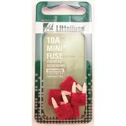 Littelfuse MINI 0MIN010.VP Blade Fuse, Automatic, Fast-Acting Fuse, 32 VAC/VDC, 10 A, 1000 A Interrupt