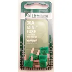 Littelfuse MINI 0MIN030.VP Blade Fuse, Automatic, Fast-Acting Fuse, 32 VAC/VDC, 30 A, 1000 A Interrupt