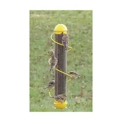 Songbird ESSENTIALS SEBQSBF2Y Tubular Bird Feeder, 2.5 qt, Aluminum/Stainless Steel, Yellow, Hanging Mounting