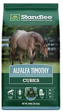 Standlee 1580-40101-0-0 Forage Grass, Cube, Alfalfa, Timothy Flavor, 40 lb Bag