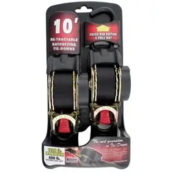 Erickson Professional 34415 Ratcheting Tie-Down Strap, 1 in W, 10 ft L, Black, 400 lb Working Load, S-Hook End