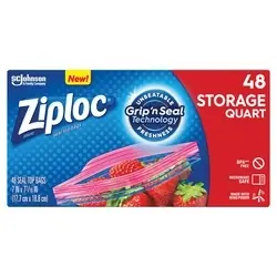 Ziploc 310 Storage Bag, 1 qt Capacity, Plastic