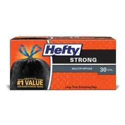 Hefty Cinch E8-6735 Trash Bag, L, 30 gal Capacity, Black