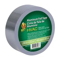 Duck 240225 Foil Tape, 50 yd L, 1.88 in W, Silver