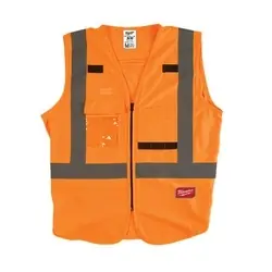 Milwaukee 48-73-5032 Safety Vest, L, XL, Unisex, Fits to Chest Size 42 to 46 in, Polyester, Hi-Viz Orange, Regular