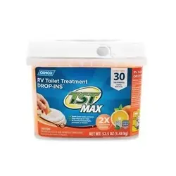 Camco TST MAX RV/Marine Toilet Treatment Drop-INs, Citrus Scent, 30 per Bucket