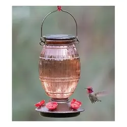 Perky-Pet 9106-2 Hummingbird Feeder, 36 oz, Nectar, 5-Port/Perch, Glass, 8-3/4 in H