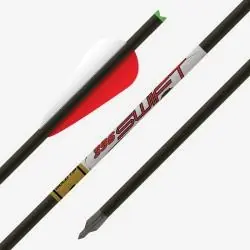 Gold Tip Swift SW20A46 Crossbow Arrow Bolt, 0.3 in ID x 0.338 in OD Dia, 20 in L, Flat, Half-Moon Nock, Carbon, Black