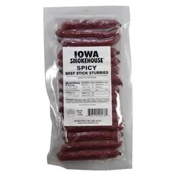 IOWA SMOKEHOUSE IS-8BSTS Beef Stick Stubbies, Spicy Flavor, 8 oz Pack