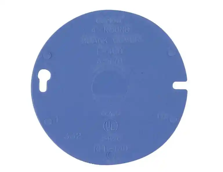Carlon 4 in Electrical PVC Blue Round Blank Electrical Box Cover