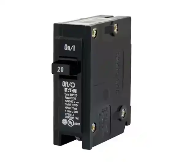 Eaton BR 20 Amp 120/240 Volts Single Pole Circuit Breaker