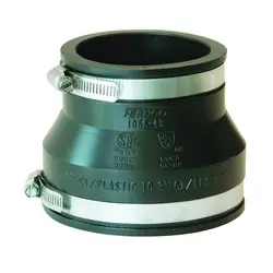 FERNCO P1056-43 Flexible Pipe Coupling, 4 x 3 in, PVC, Black, 4.3 psi Pressure