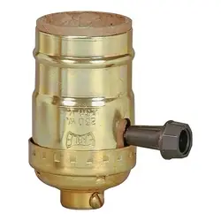 Eaton Wiring 250W Lampholder, Medium Base, Turn Knob, Three-Way, 250V, Brass