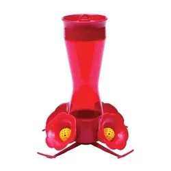 Perky-Pet 403CP Hummingbird Feeder, 8 oz, 4-Port/Perch, Plastic, Red, 9-1/2 in H