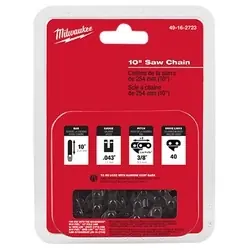 Milwaukee 49-16-2723 Saw Chain, Pole Saw Chain, 10 in L Bar, 0.043 in Gauge, 3/8 in TPI/Pitch, 40 -Link