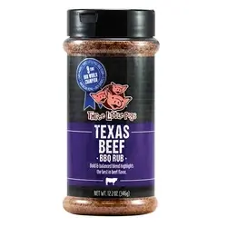 BBQ SPOT Three Little Pigs OW71201 Texas Beef BBQ Rub, 12.2 oz Bottle