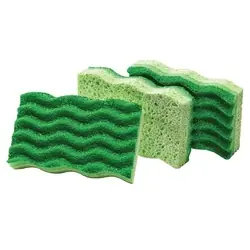LIBMAN 1076 All-Purpose Medium-Duty Sponge, 4-1/2 in L, 3 in W, 2-3/4 in Thick, Cellulose/Synthetic Fiber, Green