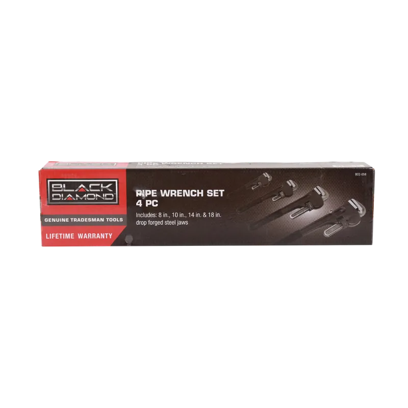 Black Diamond Pipe Wrench 4 PC. Set