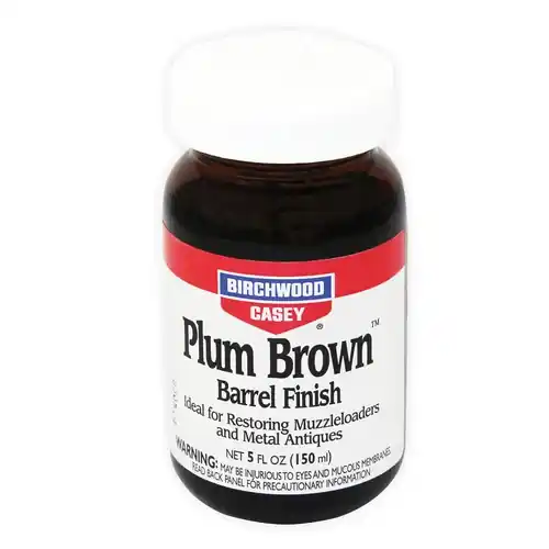 BIRCHWOOD CASEY 14130 Plum Brown Barrel Finish, Liquid, Odorless, Clear/Pale Blue, 5 oz Bottle