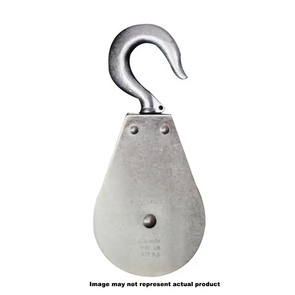 Block Division 02078 Pulley Block, 3/16 in Rope, 600 lb Working Load, 2 in Dia x 7/16 in W Sheave, Clear Zinc