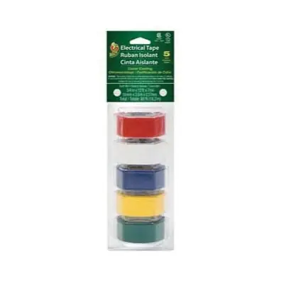 Duck 280303 Vinyl Tape, 12 ft L, 3/4 in W, Rubber/Vinyl Backing, Assorted