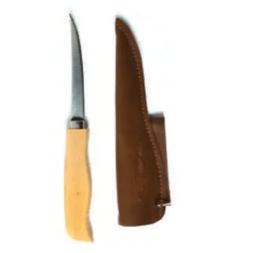 EAGLE CLAW 03050-002 Fillet Knife with Sheath, Steel Blade, Wood Handle, 6 in OAL