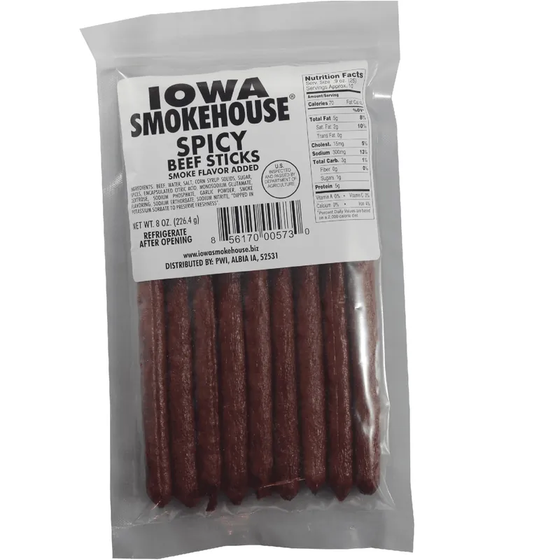 IOWA SMOKEHOUSE is-bss12 Beef Snacks, Stick, Spicy Flavor, 8 oz