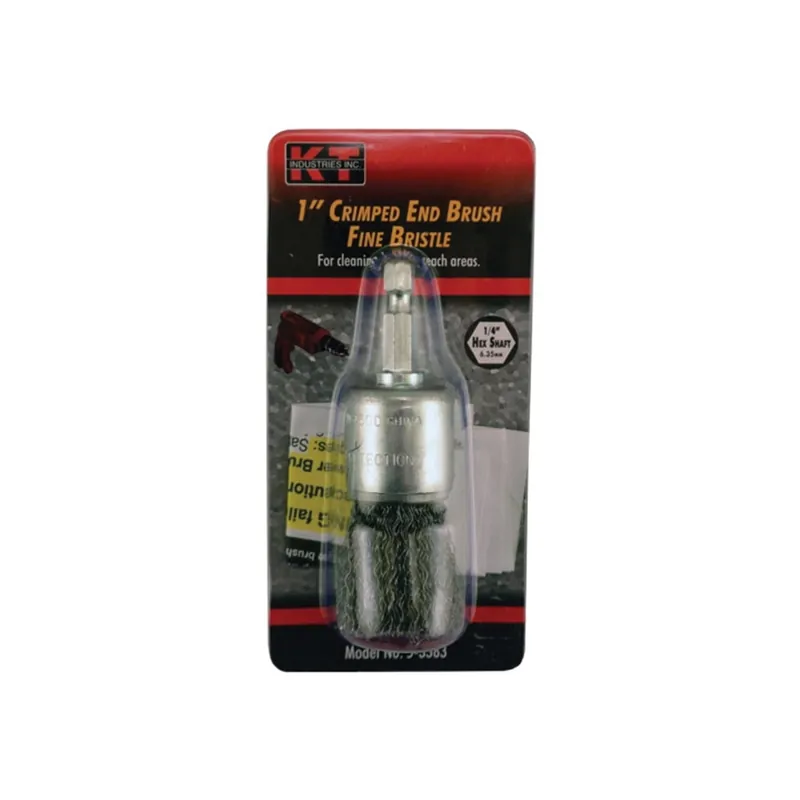 K-T INDUSTRIES 5-3383 End Brush, 1 in Dia, 1/4 in Arbor/Shank, Crimped Wire Bristle