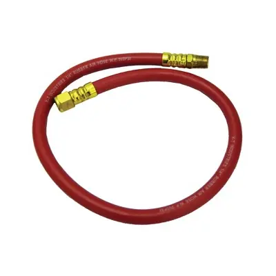 K-T INDUSTRIES 6-5330 Leader Air Hose with Brass Swivel Fitting, 1/4 in ID, 24 in L, NPT x Male, 200 psi Pressure