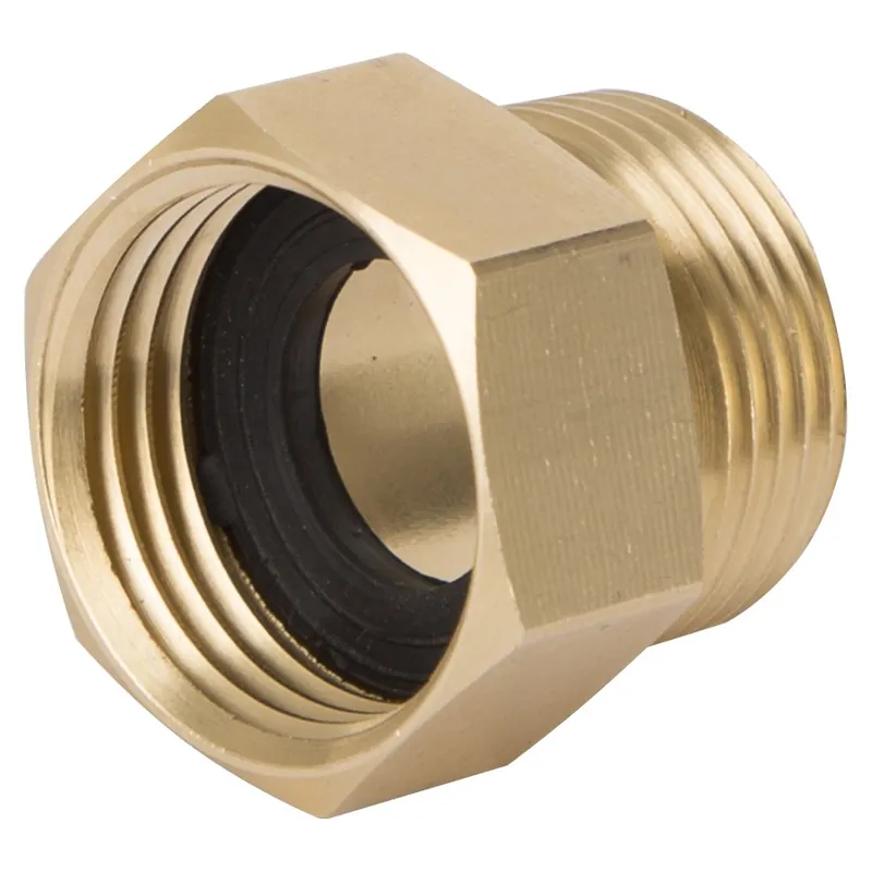 Landscapers Select Brass Double Connector - Male-Female, 3/4" NPT (M) x 3/4" NH (F)