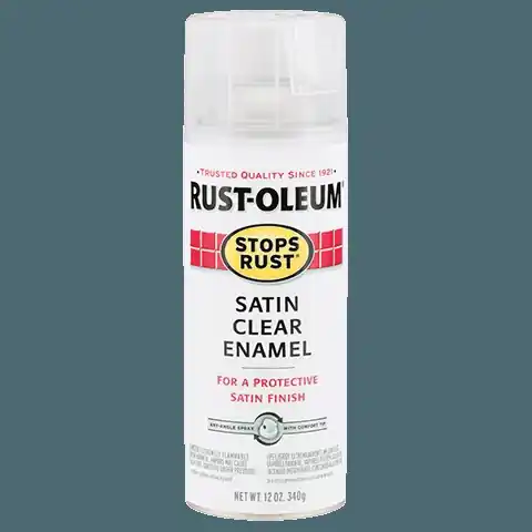 RUST-OLEUM STOPS RUST 285092 Enamel Spray Paint, Satin, Clear, 12 oz, Aerosol Can
