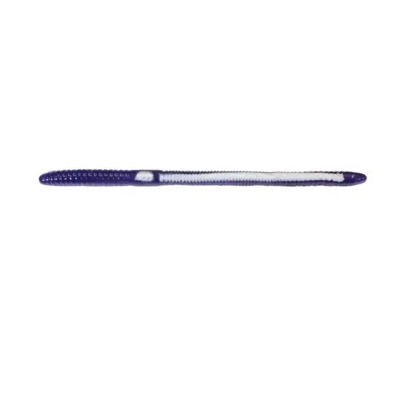 STOPPER LURES BSM1PK-1S Magnum Fishing Lure, Rigged Worm, Bass, 3-Hook, Purple/White Stripe Lure