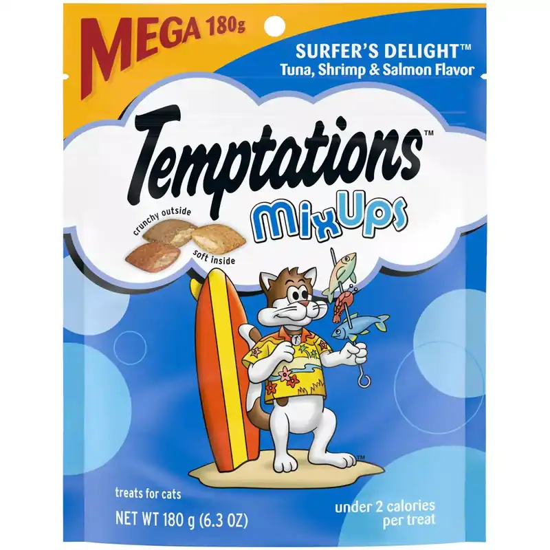 Temptations Mix Ups Surfers Delight Cat Treats with Shrimp Tuna and Salmon 6.3 oz