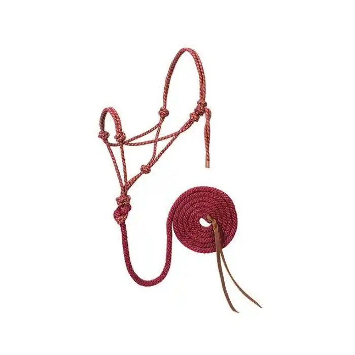WEAVER LEATHER 35-7800-R22 Rope Halter and Lead, Poly, Gold/Sangria